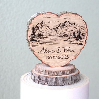 figurine de mariage coeur en bois mariage 